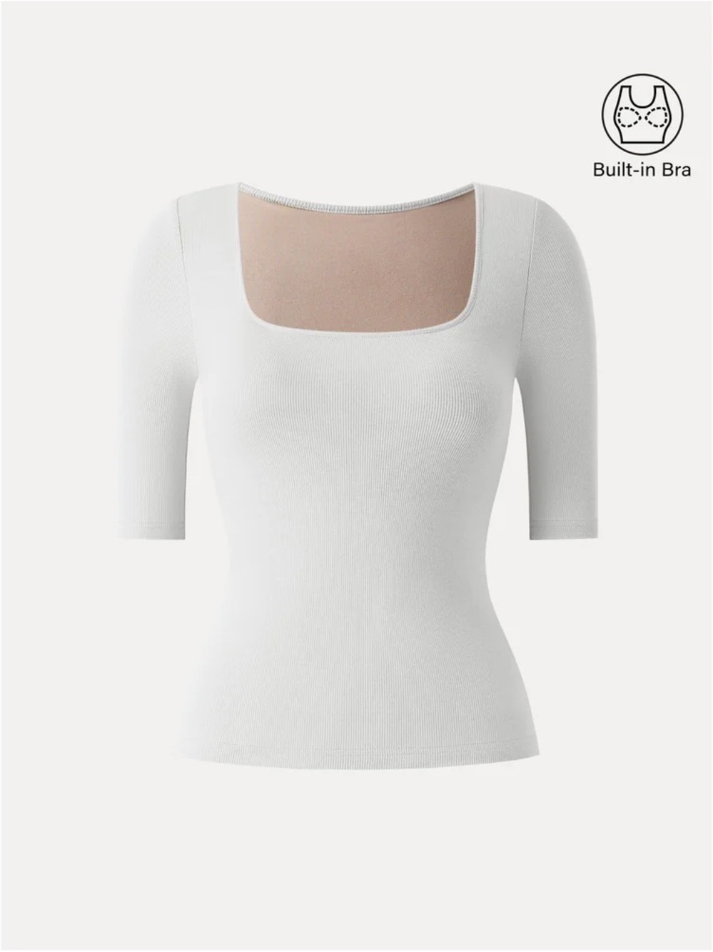 NWT OGL Essential Stretch Cotton Square Neck Bra Top In WHITE